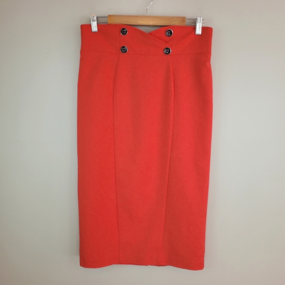 7th Avenue Design Studio New York & Company Size 8 Red Zip Up Lined Skirt